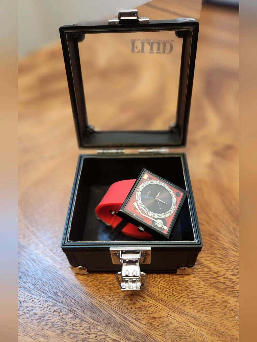 FLUD Turntable Square Wristwatch in Red & Black (RARE FIND)